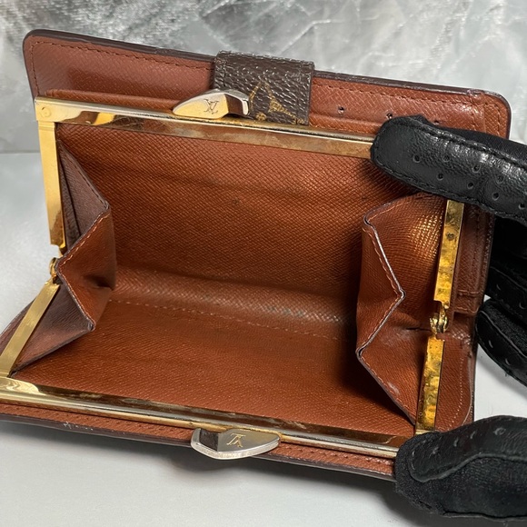 Auth Vintage 1998 LOUIS VUITTON Viennois Kisslock Wallet Coin Pouch Purse Canvas - Picture 7 of 16